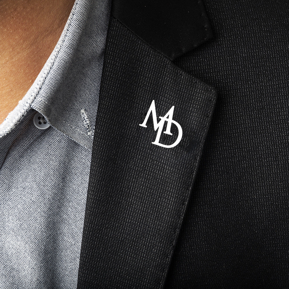 Men's Suit Name Double Letter Brooch Men's Suit Name Double Letter Brooch